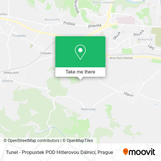 Tunel - Propustek POD Hitlerovou Dálnicí map