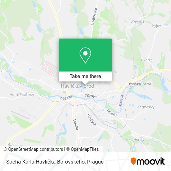 Socha Karla Havlíčka Borovského map
