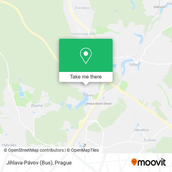 Карта Jihlava-Pávov (Bus)