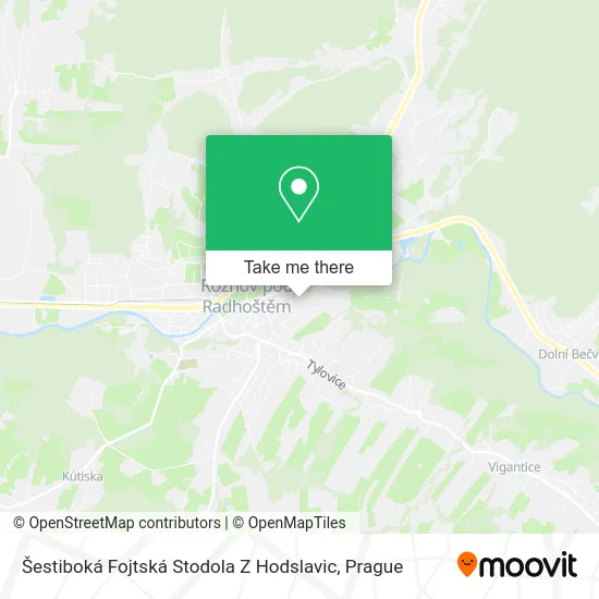 Карта Šestiboká Fojtská Stodola Z Hodslavic