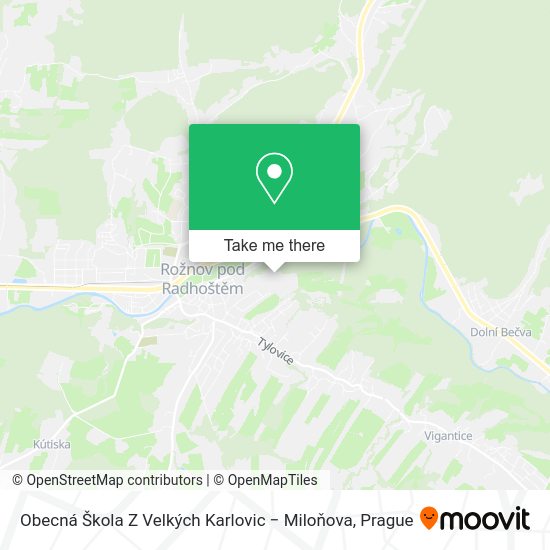 Obecná Škola Z Velkých Karlovic − Miloňova map