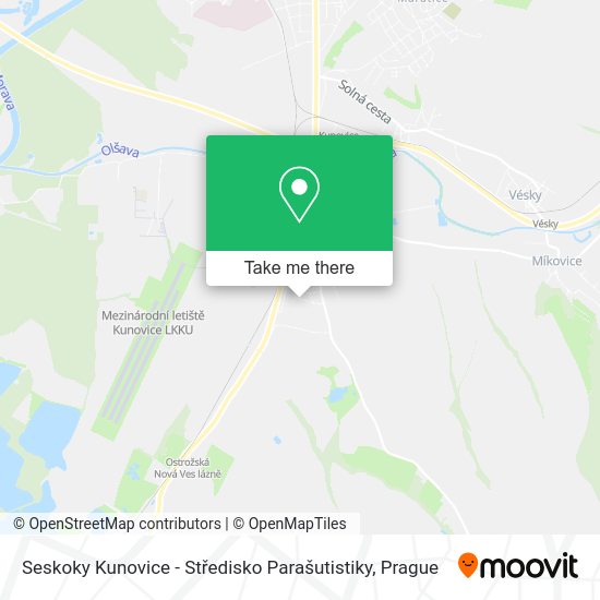 Seskoky Kunovice - Středisko Parašutistiky map