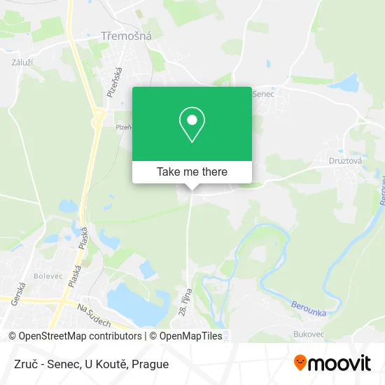 Карта Zruč - Senec, U Koutě