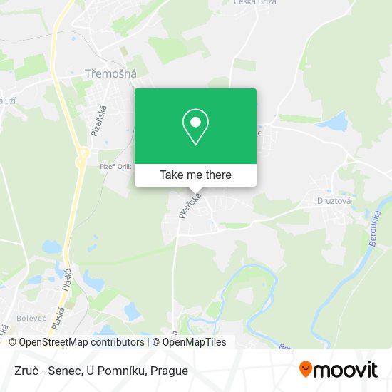 Zruč - Senec, U Pomníku map