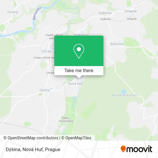 Карта Dýšina, Nová Huť