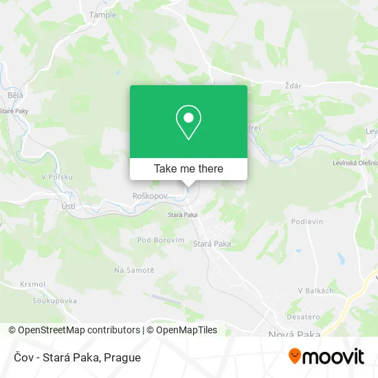 Карта Čov - Stará Paka