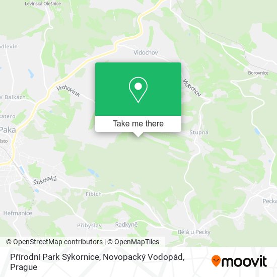 Přírodní Park Sýkornice, Novopacký Vodopád map