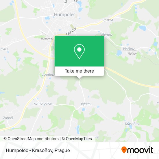 Карта ‎Humpolec - Krasoňov