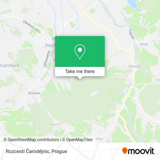 Rozcestí Čarodějnic map