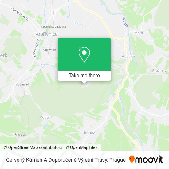 Červený Kámen A Doporučené Výletní Trasy map