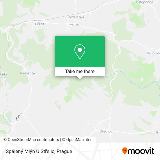 Spálený Mlýn U Střelic map