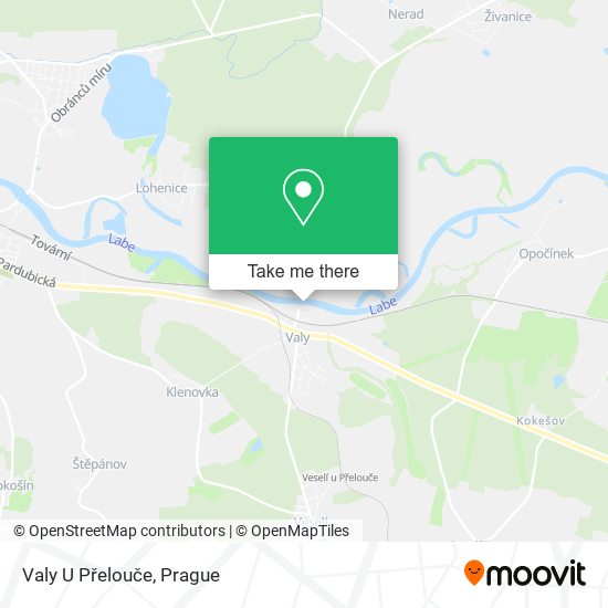 Valy U Přelouče map
