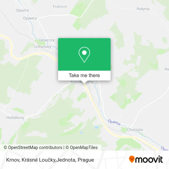 Карта Krnov, Krásné Loučky,Jednota