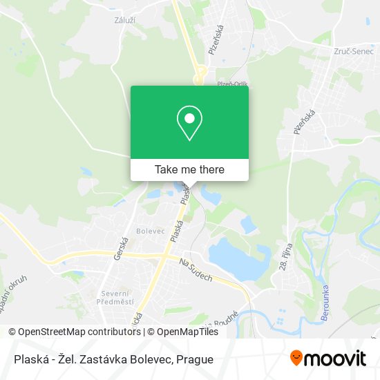 Карта Plaská - Žel. Zastávka Bolevec