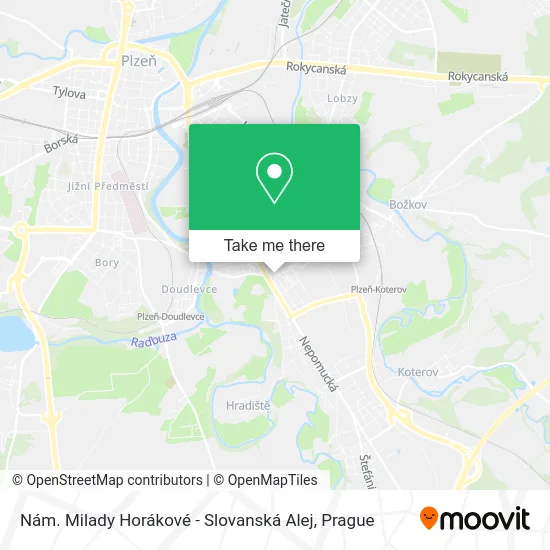 Карта Nám. Milady Horákové - Slovanská Alej