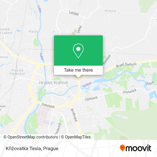 Křižovatka Tesla map