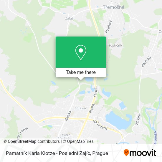 Památník Karla Klotze - Poslední Zajíc map