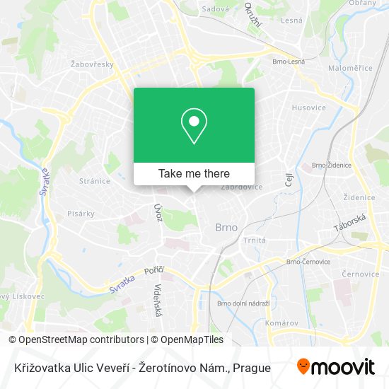 Křižovatka Ulic Veveří - Žerotínovo Nám. map