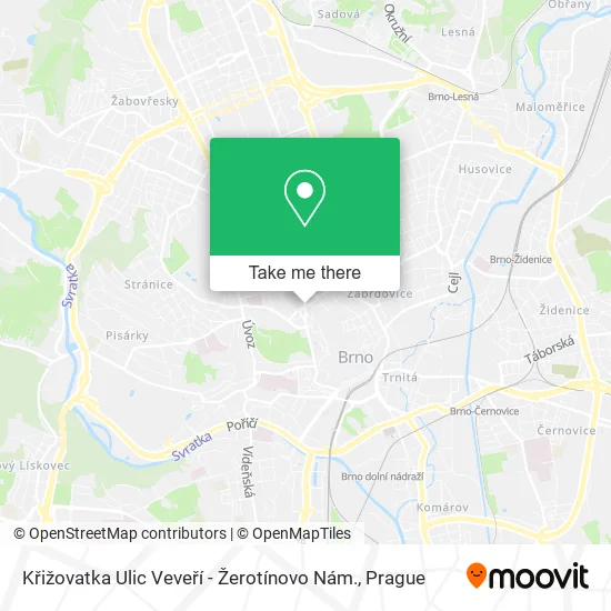Křižovatka Ulic Veveří - Žerotínovo Nám. map
