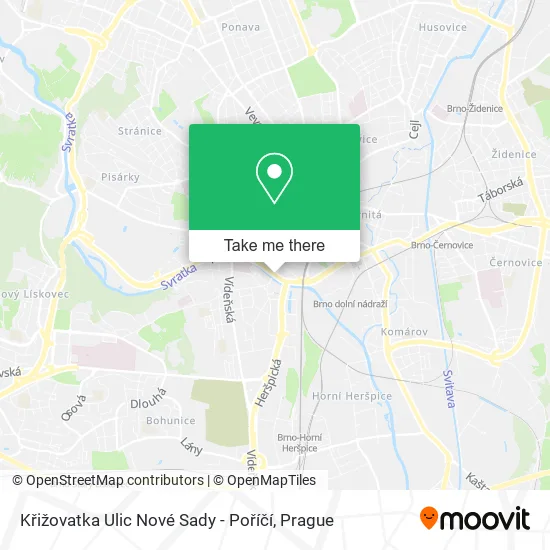 Křižovatka Ulic Nové Sady - Poříčí map