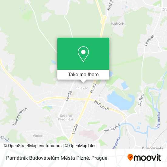 Památník Budovatelům Města Plzně map