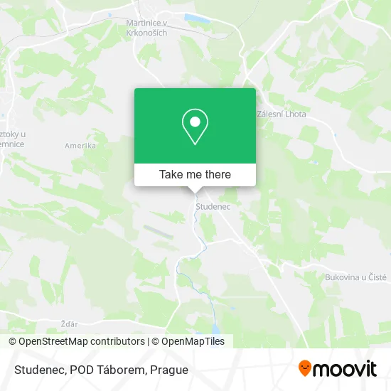 Карта Studenec, POD Táborem