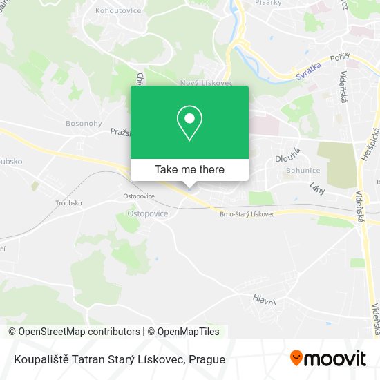 Koupaliště Tatran Starý Lískovec map
