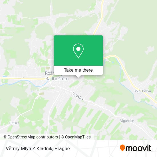 Větrný Mlýn Z Kladník map