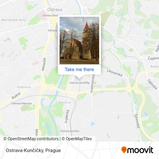 Ostrava-Kunčičky map