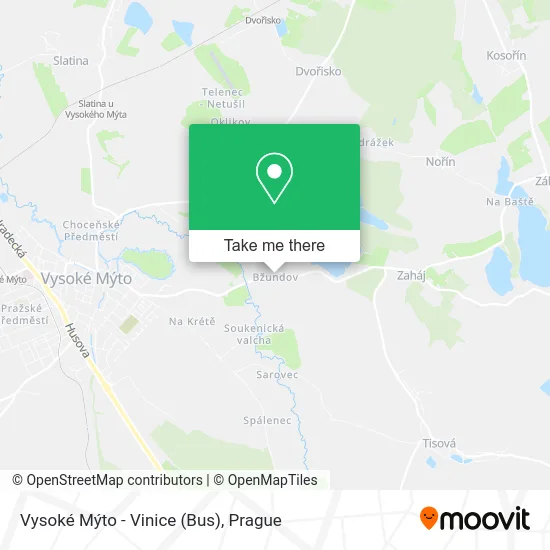 Карта Vysoké Mýto - Vinice (Bus)