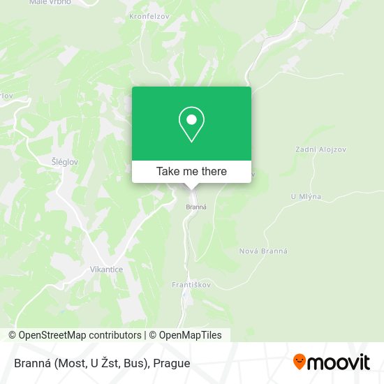 Branná (Most, U Žst, Bus) map