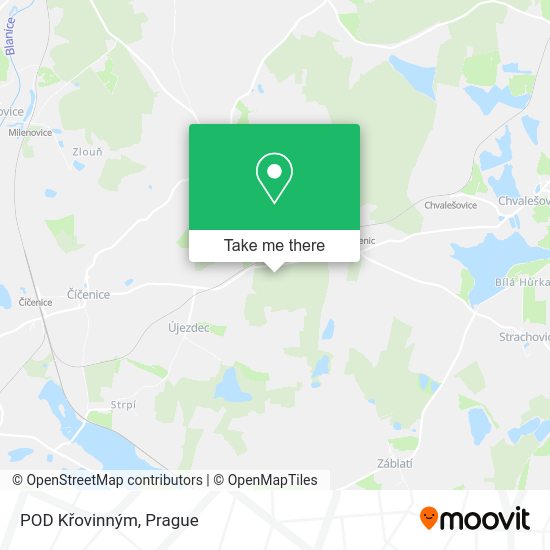 POD Křovinným map