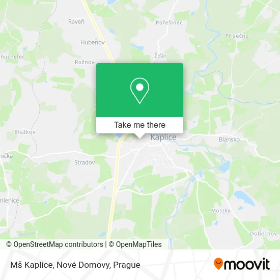 Карта Mš Kaplice, Nové Domovy