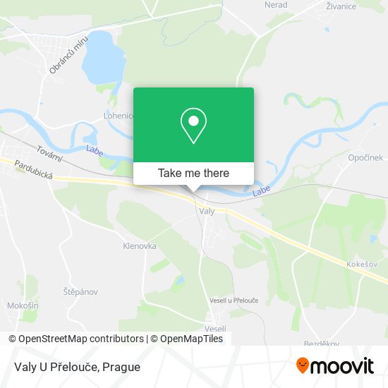 Valy U Přelouče map