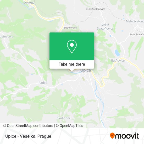 Карта Úpice - Veselka