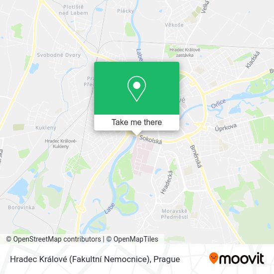 Hradec Králové (Fakultní Nemocnice) map