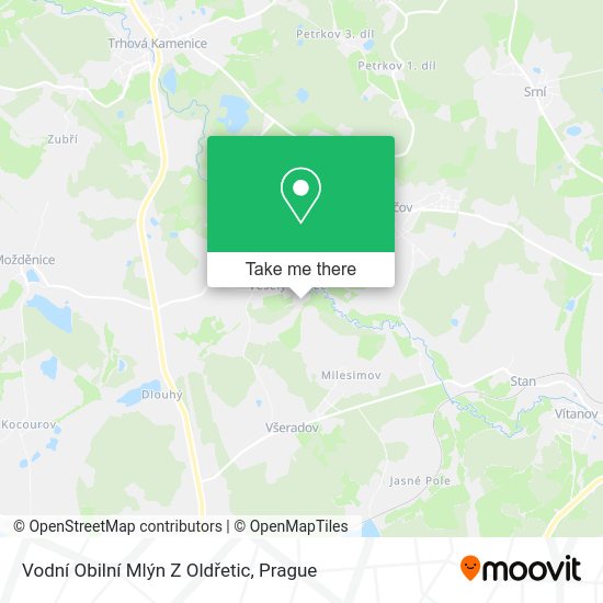 Vodní Obilní Mlýn Z Oldřetic map