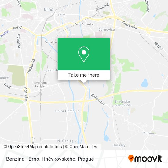 Benzina - Brno, Hněvkovského map