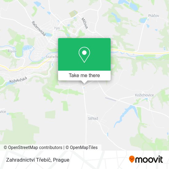 Zahradnictví Třebíč map