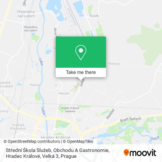 Střední Škola Služeb, Obchodu A Gastronomie, Hradec Králové, Velká 3 map