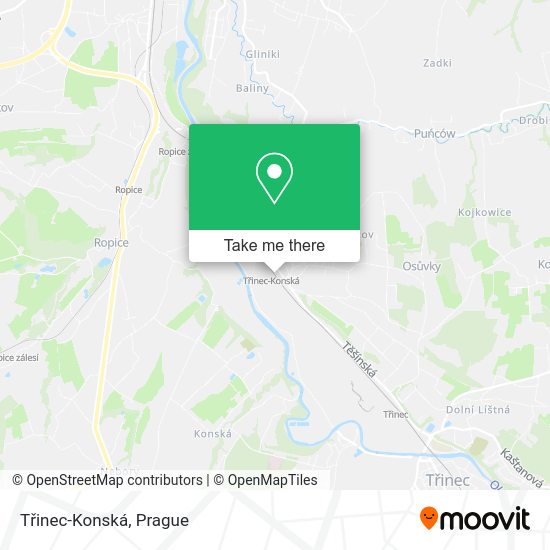 Třinec-Konská map
