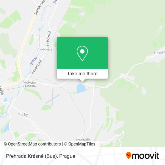 Přehrada Krásné (Bus) map