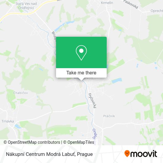 Карта Nákupní Centrum Modrá Labuť
