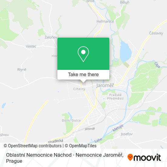 Oblastní Nemocnice Náchod - Nemocnice Jaroměř map