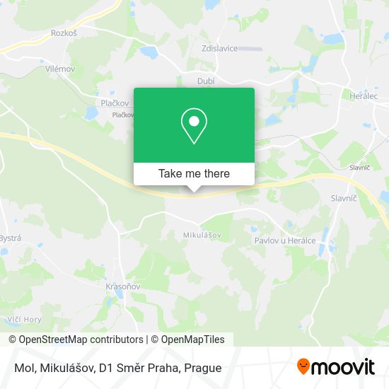 Карта Mol, Mikulášov, D1 Směr Praha