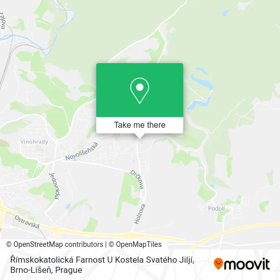 Карта Římskokatolická Farnost U Kostela Svatého Jiljí, Brno-Líšeň