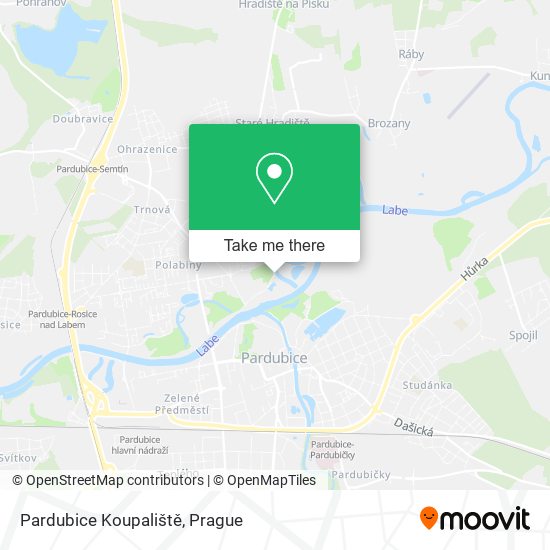 Pardubice Koupaliště map