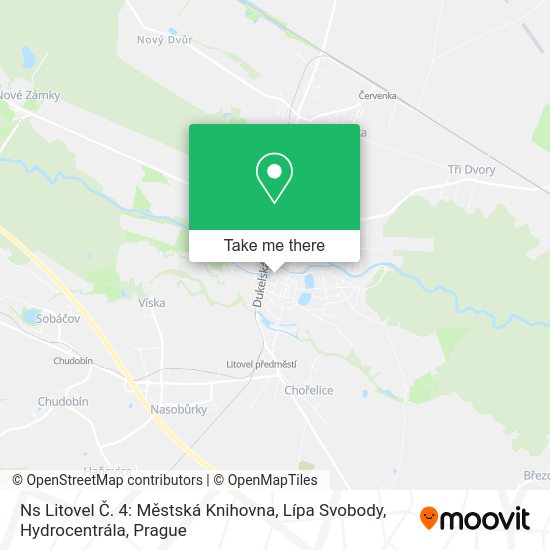 Ns Litovel Č. 4: Městská Knihovna, Lípa Svobody, Hydrocentrála map