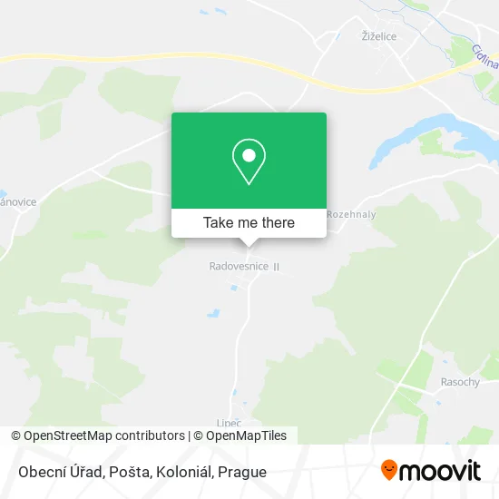 Карта Obecní Úřad, Pošta, Koloniál