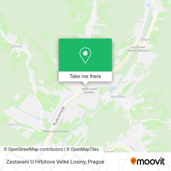 Zastavení U Hřbitova Velké Losiny map